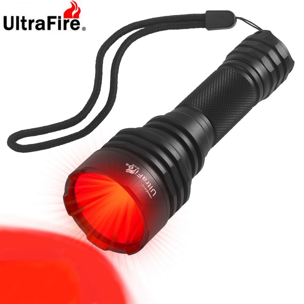 Ultrafire 18650 손전등 LED 레드 라이트 손전등 핸드 헬드 전술 Luz Hhunting 손전등 방수 랜턴